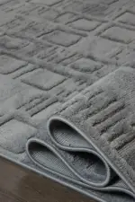 Downey Modern Gri Polyester Makine Halısı - Görsel 6