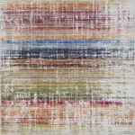 Poble Çizgili Multi Polyester ve Pamuklu Yıkanabilir Kaydırmaz Taban Dijital Baskı Halı - Görsel 5