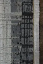 Arese Çerçeveli  Krem Antrasit Çizgili Polyester Makine Halısı - Görsel 3