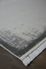 Lakro Çerçeveli Krem Antrasit Çizgili Akrilik Makine Halısı - Görsel 2