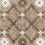 Rione Geometrik Kahve Polyester ve Pamuklu Yıkanabilir Kaydırmaz Taban Dijital Baskı Halı