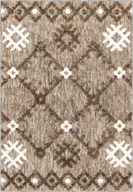 Rione Geometrik Kahve Polyester ve Pamuklu Yıkanabilir Kaydırmaz Taban Dijital Baskı Halı