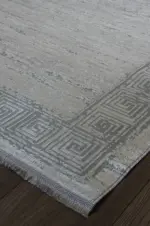 Renlies Çerçeveli Gri Polyester Makine Halısı