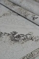 Roche Çerçeveli Krem Polyester Makine Halısı - Görsel 7