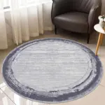 Las Çerçeveli Gri Polyester ve Pamuklu Yıkanabilir Kaydırmaz Taban Dijital Baskı Halı - Görsel 8