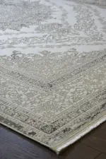 Clouin Çerçeveli Gri Polyester Makine Halısı - Görsel 2