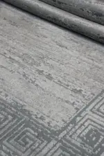 Renlies Çerçeveli Gri Polyester Makine Halısı - Görsel 4