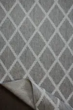 Busseto Modern Gri Krem Çizgili Polyester Makine Halısı - Görsel 4