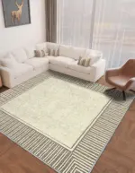 Arenal Çerçeveli Bej Polyester ve Pamuklu Yıkanabilir Kaydırmaz Taban Dijital Baskı Halı - Görsel 6