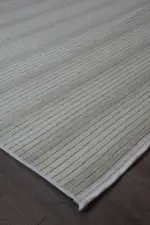 Wing  Modern Krem Yıkanabilir Polyester/Pamuk Makine Halısı - Görsel 2