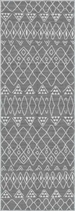 Lesse Geometrik Gri Polyester ve Pamuklu Yıkanabilir Kaydırmaz Taban Dijital Baskı Halı - Görsel 3