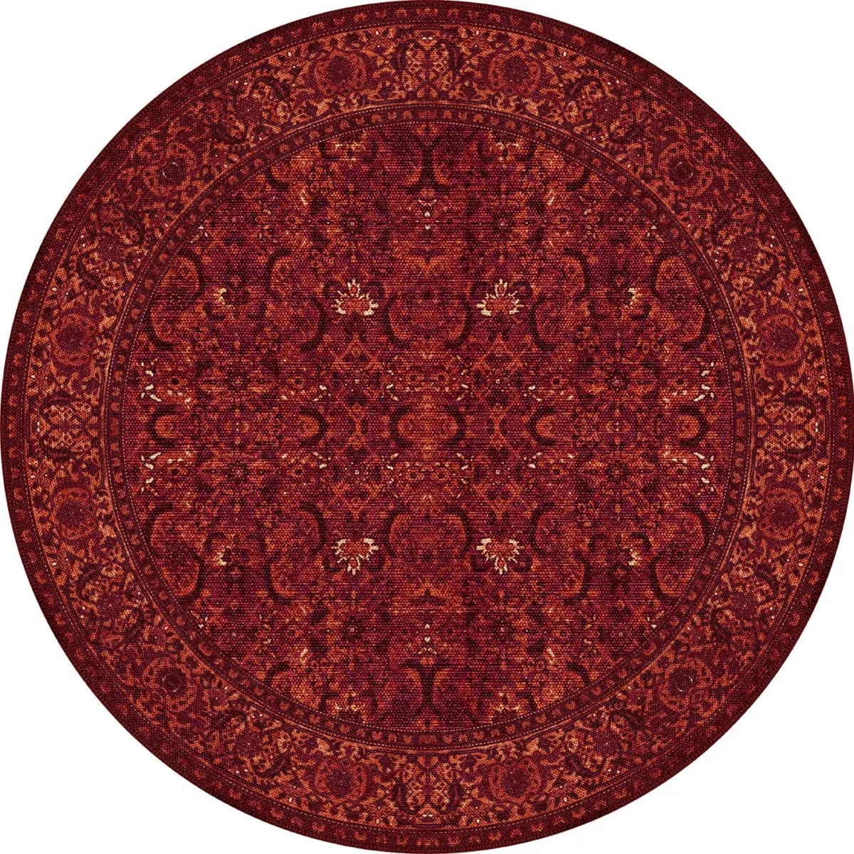 Gerva Çerçeveli Kırmızı Polyester ve Pamuklu Yıkanabilir Kaydırmaz Taban Dijital Baskı Halı - Görsel 6