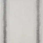 Ajain Çerçeveli Krem Gri Çizgili Akrilik Makine Halısı