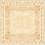 Ribera Çerçeveli Krem Polyester ve Pamuklu Yıkanabilir Kaydırmaz Taban Dijital Baskı Halı - Görsel 5