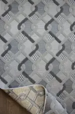 Urou Modern Gri Antrasit Çizgili Polyester Makine Halısı - Görsel 4