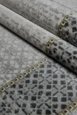 Crevant Çerçeveli Bej Gri Çizgili Akrilik Makine Halısı - Görsel 7