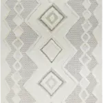 Frieth Modern Beyaz Polyester Makine Halısı