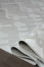 Crocy Modern Krem Polyester Makine Halısı - Görsel 6