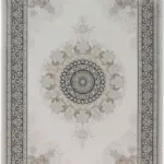 Blaye Çerçeveli Göbekli Krem Polyester Makine Halısı