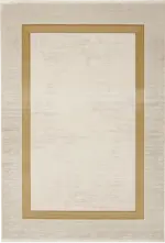 Luce Çerçeveli Krem Gold Çizgili Akrilik Makine Halısı