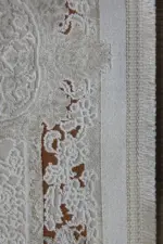 Carvin Çerçeveli Krem Taba Göbekli Akrilik Makine Halısı - Görsel 3