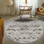 Primo Geometrik Gri Polyester ve Pamuklu Yıkanabilir Kaydırmaz Taban Dijital Baskı Halı - Görsel 8