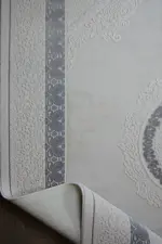 Recas Çerçeveli Krem Akrilik Makine Halısı - Görsel 4