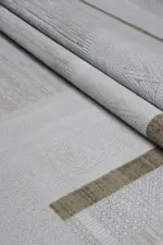 Hart Çerçeveli Krem Vizon Çizgili Akrilik Makine Halısı - Görsel 7