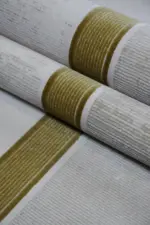 Luce Çerçeveli Krem Gold Çizgili Akrilik Makine Halısı - Görsel 7