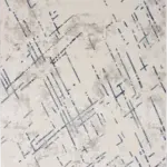 Braye Modern Krem Mavi Çizgili Akrilik Makine Halısı