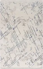 Braye Modern Krem Mavi Çizgili Akrilik Makine Halısı