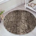 Prat Modern Gold Polyester ve Pamuklu Yıkanabilir Kaydırmaz Taban Dijital Baskı Halı - Görsel 8