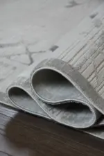 Marton Çerçeveli Krem Gri Çizgili Akrilik Makine Halısı - Görsel 6