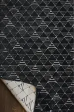 Munera Modern Antrasit Yıkanabilir Polyester,Pamuk Makine Halısı - Görsel 4