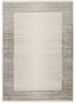 Crevant Çerçeveli Bej Gri Çizgili Akrilik Makine Halısı