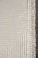 Hernoy Modern Beyaz Polyester Makine Halısı - Görsel 3
