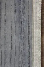 Leivi Çerçeveli Gri Polyester Makine Halısı - Görsel 3