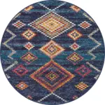 Cenova Geometrik Lacivert Polyester ve Pamuklu Yıkanabilir Kaydırmaz Taban Dijital Baskı Halı - Görsel 7