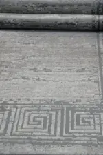 Renlies Çerçeveli Gri Polyester Makine Halısı - Görsel 3