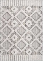 Venezia Geometrik Beyaz Polyester ve Pamuklu Yıkanabilir Kaydırmaz Taban Dijital Baskı Halı