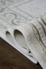 Cangey Çerçevegli Krem Kahve Göbekli Akrilik Makine Halısı - Görsel 6