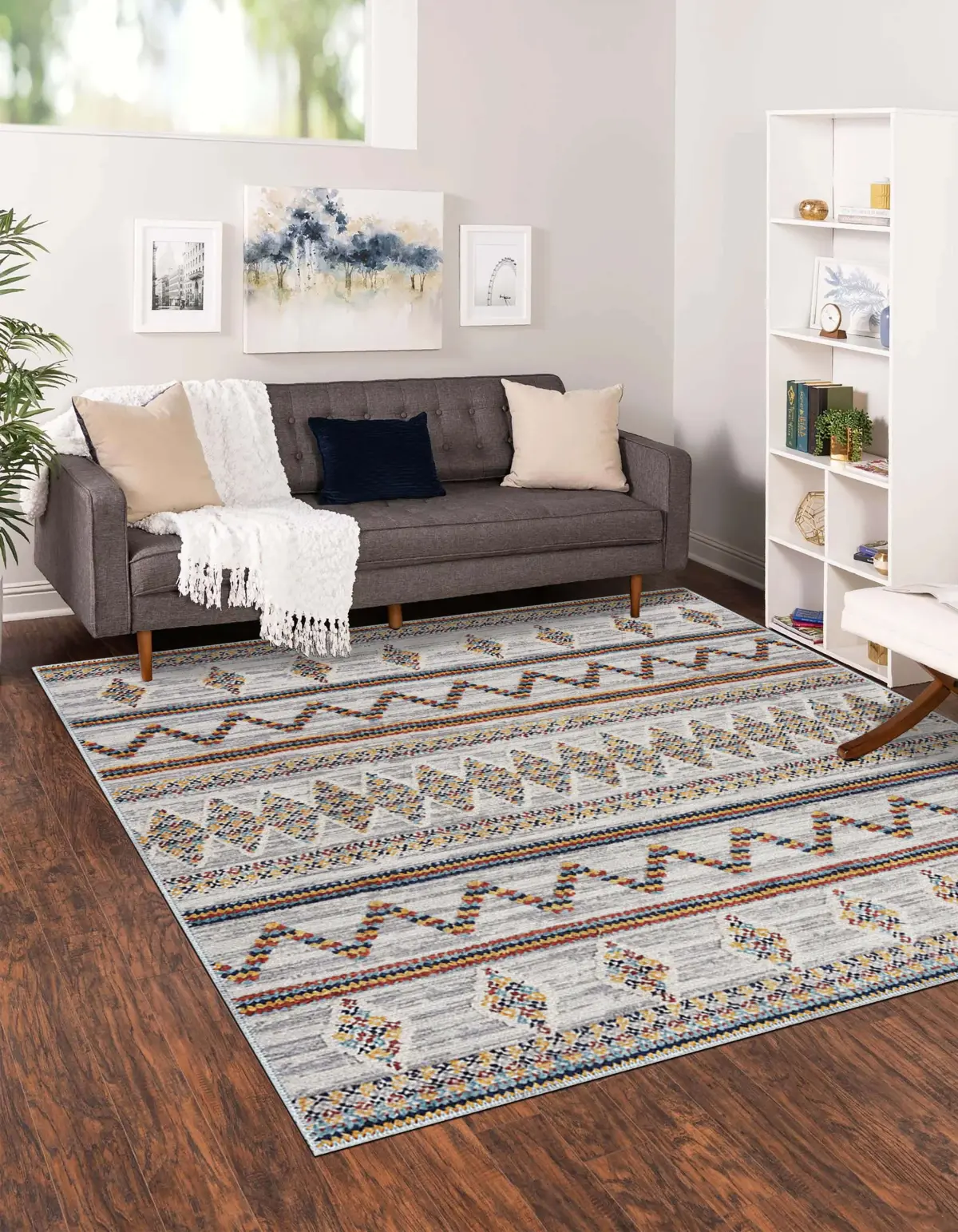 Ponte Geometrik Multi Polyester ve Pamuklu Yıkanabilir Kaydırmaz Taban Dijital Baskı Halı - Görsel 6