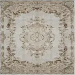 Raval Göbekli Bej Polyester ve Pamuklu Yıkanabilir Kaydırmaz Taban Dijital Baskı Halı - Görsel 5