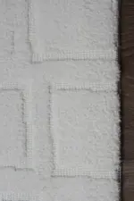 Carson Modern Beyaz Polyester Makine Halısı - Görsel 3