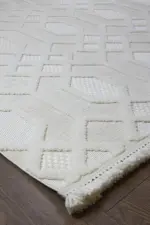 Urzy Modern Krem Polyester Makine Halısı - Görsel 2