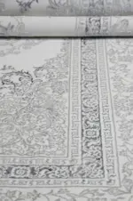 Clouin Çerçeveli Gri Polyester Makine Halısı - Görsel 5