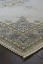 Bourg Çerçeveli Göbekli Krem Polyester Makine Halısı - Görsel 2