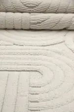 Grotte Modern Krem Bohem Modeli Polyester Makine Halısı - Görsel 5