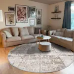 Sagrada Modern Krem Polyester ve Pamuklu Yıkanabilir Kaydırmaz Taban Dijital Baskı Halı - Görsel 8