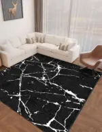 Torre Modern Siyah Polyester ve Pamuklu Yıkanabilir Kaydırmaz Taban Dijital Baskı Halı - Görsel 6